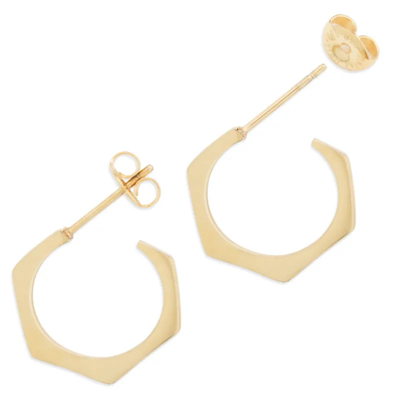 Simply Whispers Gold Hexagon Posted Hoop Earrings Online