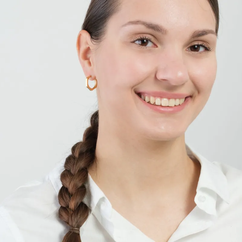 Simply Whispers Gold Hexagon Posted Hoop Earrings Online