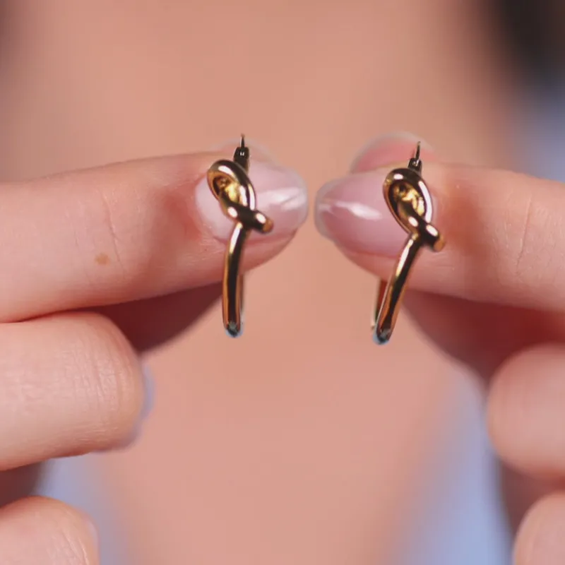 Simply Whispers Gold Knot Hoop Earrings Sale