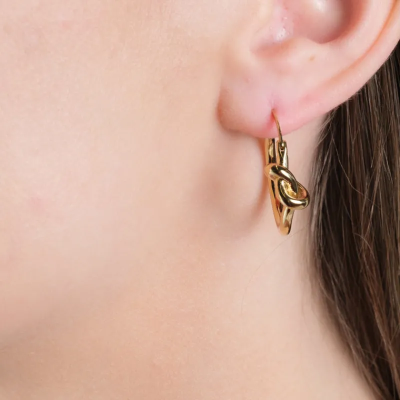 Simply Whispers Gold Knot Hoop Earrings Sale