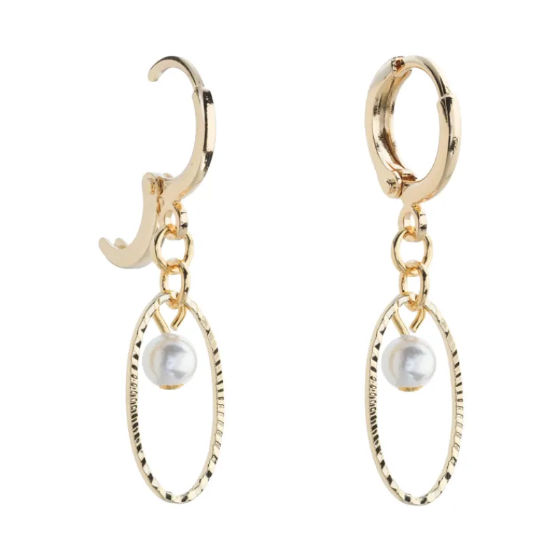 Simply Whispers Gold Oval Pearl Huggie Hoop Earrings Best