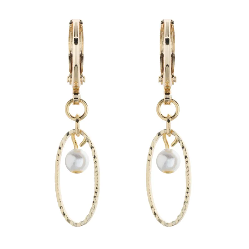 Simply Whispers Gold Oval Pearl Huggie Hoop Earrings Best