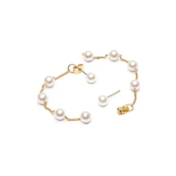 Simply Whispers Gold Pearl Chain Dangle Earrings Sale
