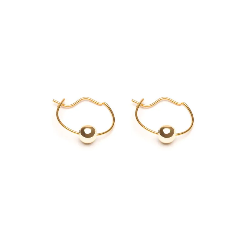 Simply Whispers Gold Plated 4 mm Bead Continuous Hoop Earrings Hot