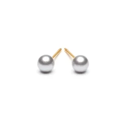 Simply Whispers Gold Plated 4 mm Gray Pearl Stud Earrings Discount