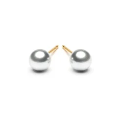 Simply Whispers Gold Plated 5 mm Gray Pearl Stud Earrings Clearance