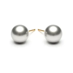 Simply Whispers Gold Plated 8 mm Gray Pearl Stud Earrings Discount