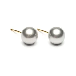 Simply Whispers Gold Plated 8 mm Gray Pearl Stud Earrings Discount
