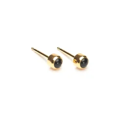 Simply Whispers Gold Plated 3 mm Onyx Stud Earrings Discount