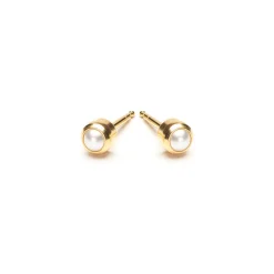 Simply Whispers Gold Plated 3 mm Pearl Treasure Stud Earrings Outlet
