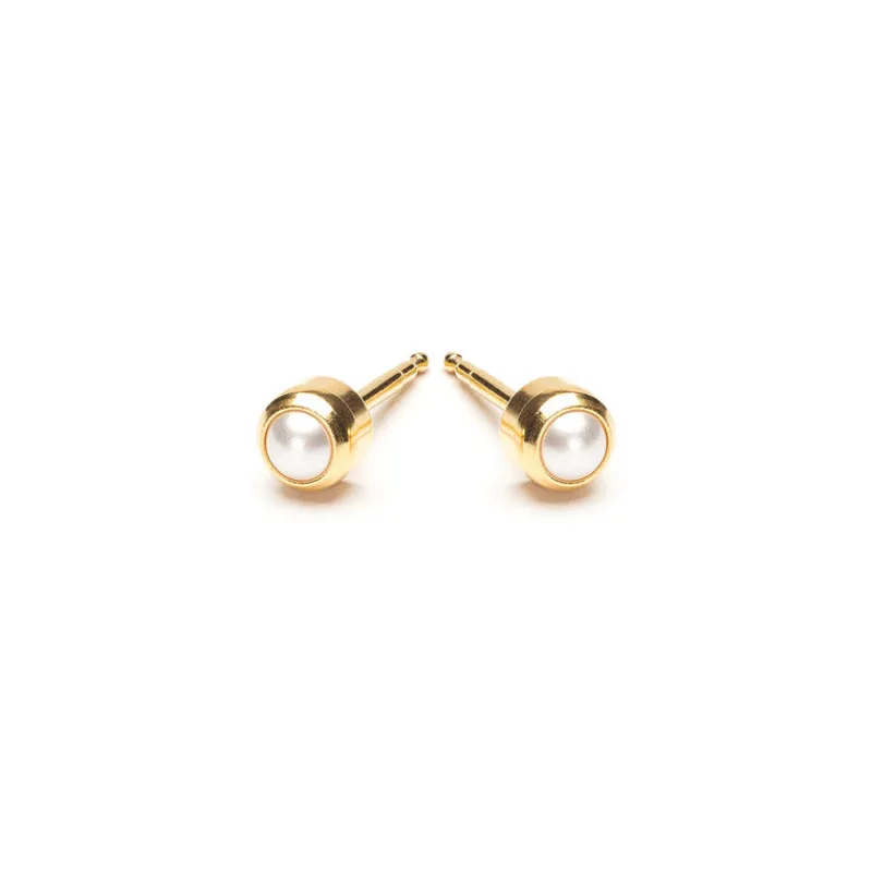 Simply Whispers Gold Plated 3 mm Pearl Treasure Stud Earrings Outlet