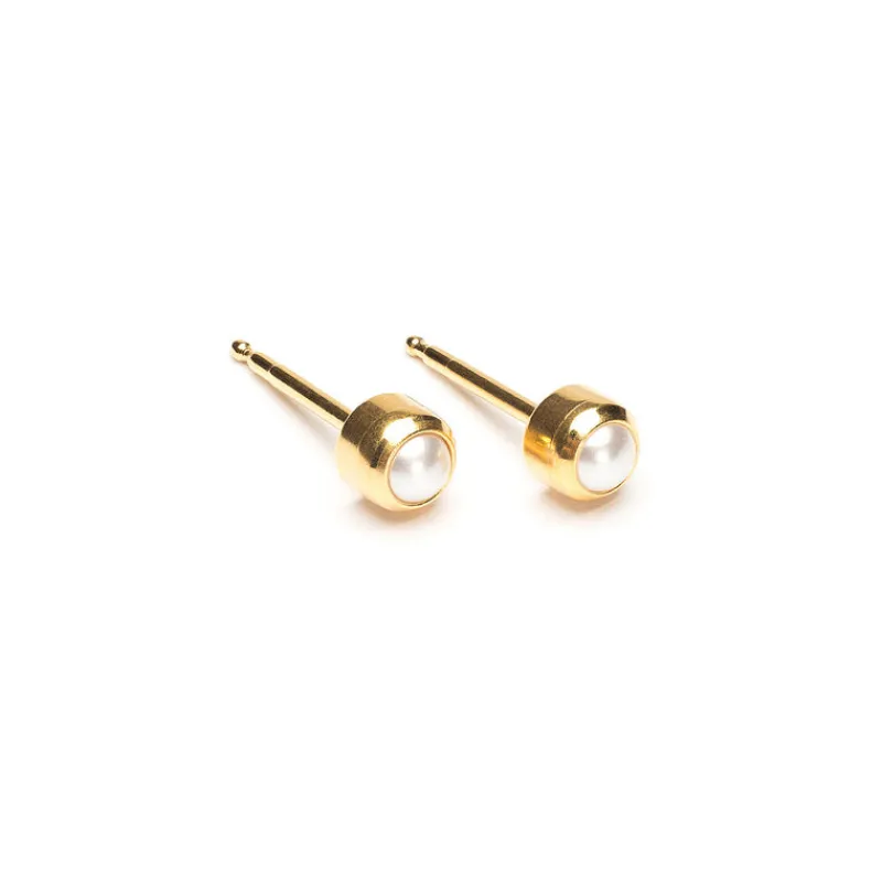 Simply Whispers Gold Plated 3 mm Pearl Treasure Stud Earrings Outlet