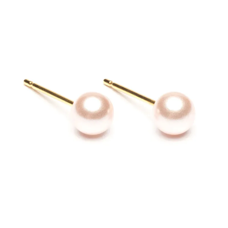 Simply Whispers Gold Plated 5 mm Pink Pearl Stud Earrings Discount