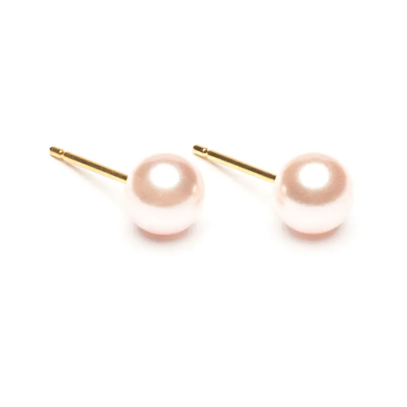 Simply Whispers Gold Plated 6 mm Pink Pearl Stud Earrings Online