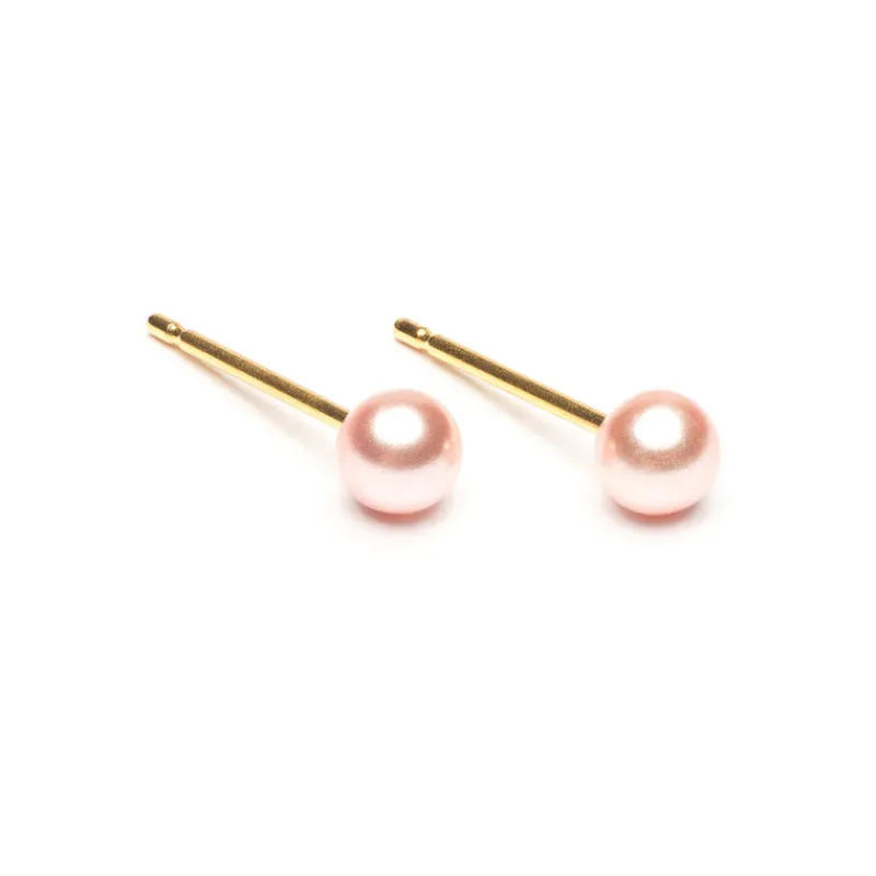 Simply Whispers Gold Plated 4 mm Pink Pearl Stud Earrings Discount