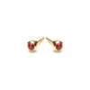Simply Whispers Gold Plated 3 mm Red Coral Stud Earrings Clearance