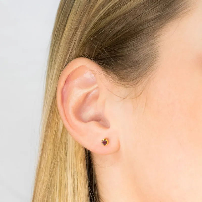 Simply Whispers Gold Plated 3 mm Red Coral Stud Earrings Clearance