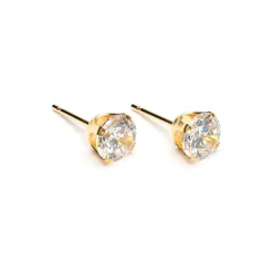 Simply Whispers Gold Plated 6 mm Round Cubic Zirconia Stud Earrings Outlet