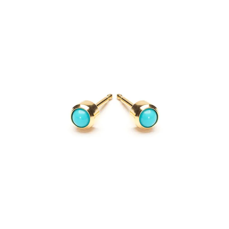 Simply Whispers Gold Plated 3 mm Turquoise Stud Earrings Discount