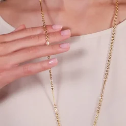 Simply Whispers Gold Plated Bar Chain Necklace Fashion