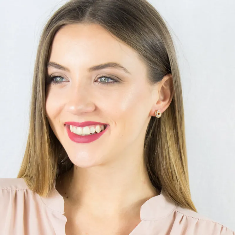Simply Whispers Gold Plated Crystal Knot Stud Earrings Discount