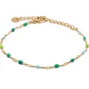 Simply Whispers Green Beads Gold Bracelet New