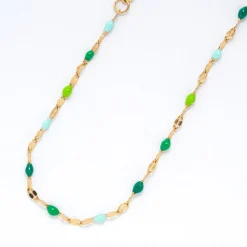 Simply Whispers Green Beads Gold Bracelet New