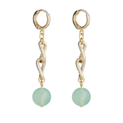Simply Whispers Green Jade Gold Curb Chain Drop Earrings Outlet
