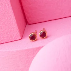 Simply Whispers July Birthstone 14k Gold Plated Earrings Fashion