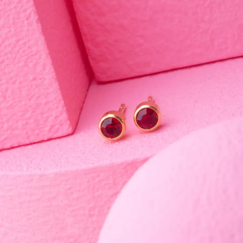 Simply Whispers July Birthstone 14k Gold Plated Earrings Fashion