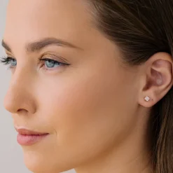 Simply Whispers 14k Gold Stud Earrings 4mm Square Zirconia Online