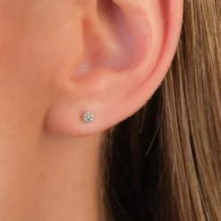 Simply Whispers 14k White Gold 7 Diamonds Stud Earrings Fashion