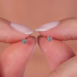 Simply Whispers 14k White Gold 7 Diamonds Stud Earrings Fashion