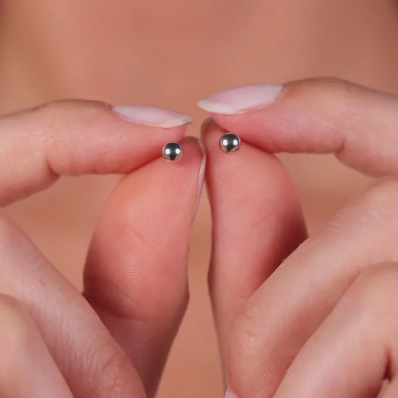 Simply Whispers 14k White Gold 4 mm Ball Stud Earrings New