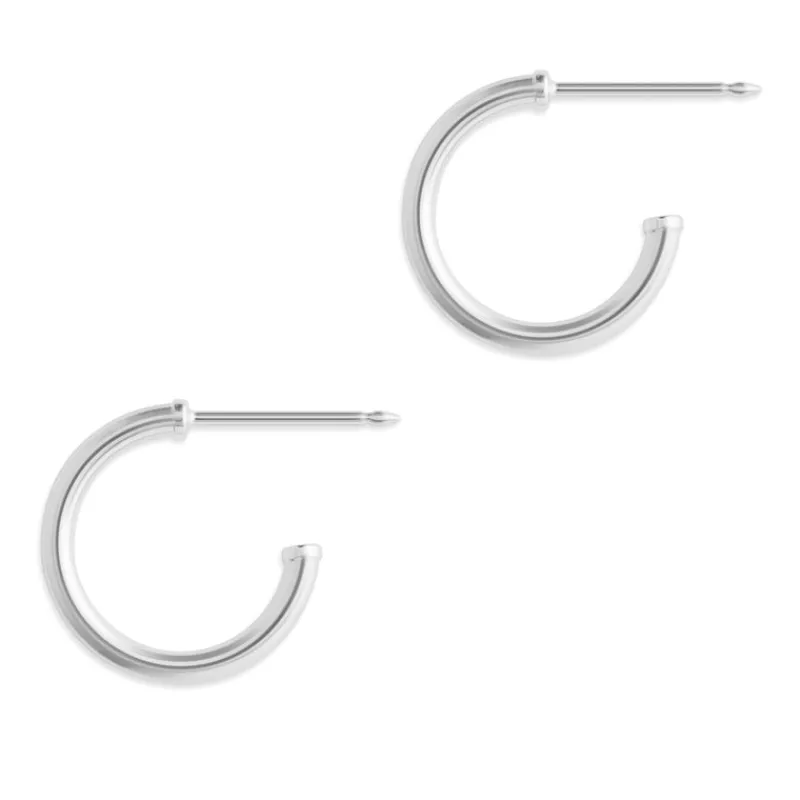 Simply Whispers 14k White Gold 12 mm Posted Hoop Earrings Clearance