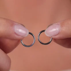 Simply Whispers 14k White Gold 12 mm Posted Hoop Earrings Clearance