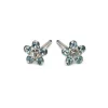 Simply Whispers 14k White Gold Aquamarine & White Daisy Earrings Hot
