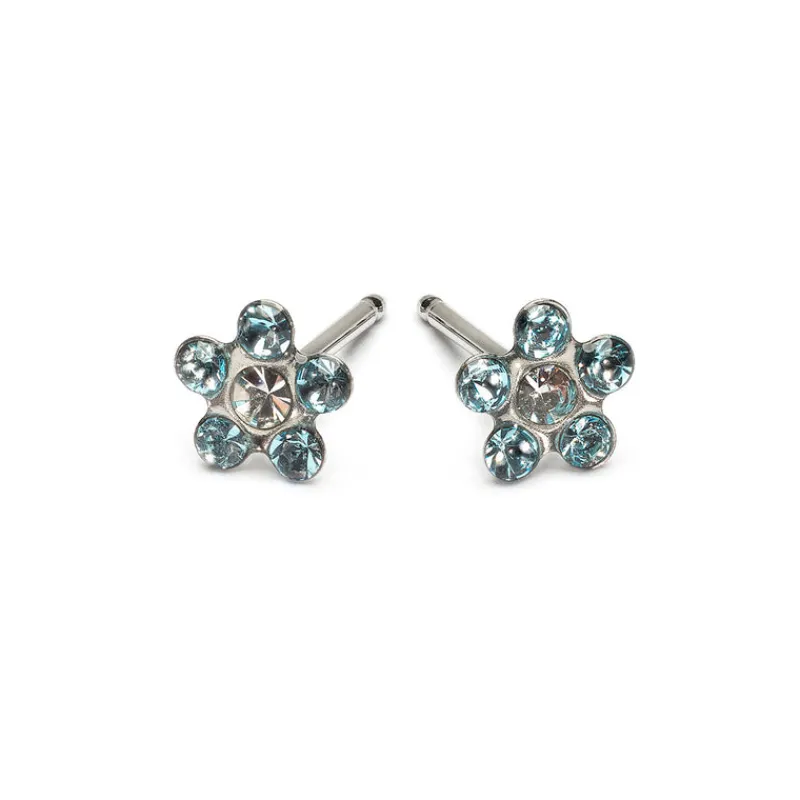 Simply Whispers 14k White Gold Aquamarine & White Daisy Earrings Hot