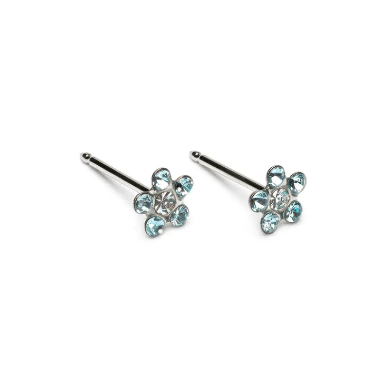 Simply Whispers 14k White Gold Aquamarine & White Daisy Earrings Hot