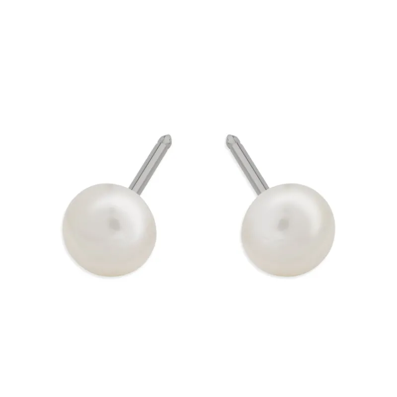 Simply Whispers 14k White Gold Freshwater Pearl Stud Earrings Fashion