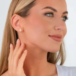 Simply Whispers 14k White Gold 6mm Pearl Stud Earrings Fashion