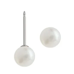 Simply Whispers 14k White Gold 6mm Pearl Stud Earrings Fashion