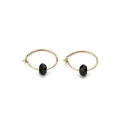 Simply Whispers 14k Yellow Gold Black Charm Hoop Earrings New