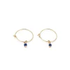 Simply Whispers 14k Yellow Gold Blue Lapis Charm 12 mm Hoop Earrings Sale