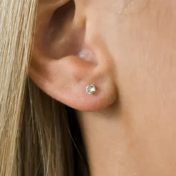 Simply Whispers 14k Yellow Gold Earrings April Birthstone Discount