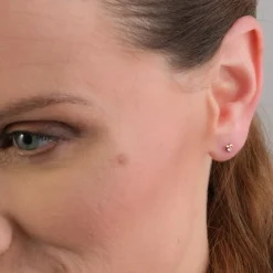 Simply Whispers 14k Yellow Gold Mini Pink Heart Stud Earrings Outlet