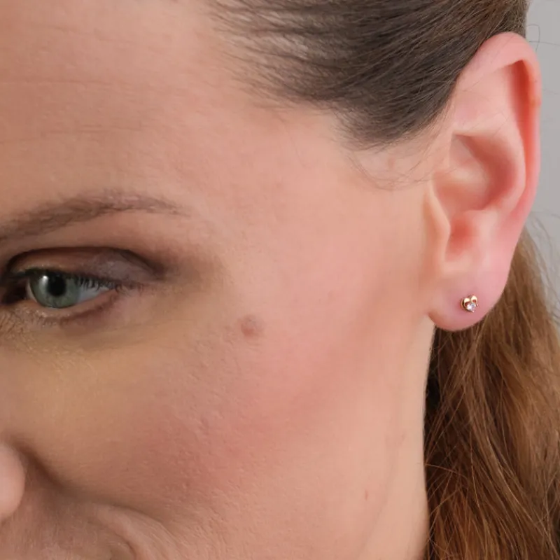 Simply Whispers 14k Yellow Gold Mini Pink Heart Stud Earrings Outlet