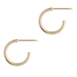 Simply Whispers 14k Yellow Gold Patterned Hoop Earrings Fashion