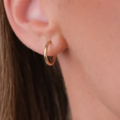 Simply Whispers 14k Yellow Gold Patterned Hoop Earrings Fashion