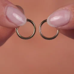 Simply Whispers 14k Yellow Gold Patterned Hoop Earrings Fashion